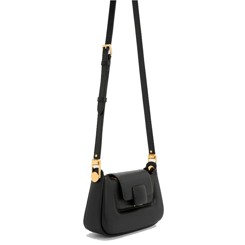 CHARLES & KEITH Koa Leather Push-Lock Top Handle Black Bags