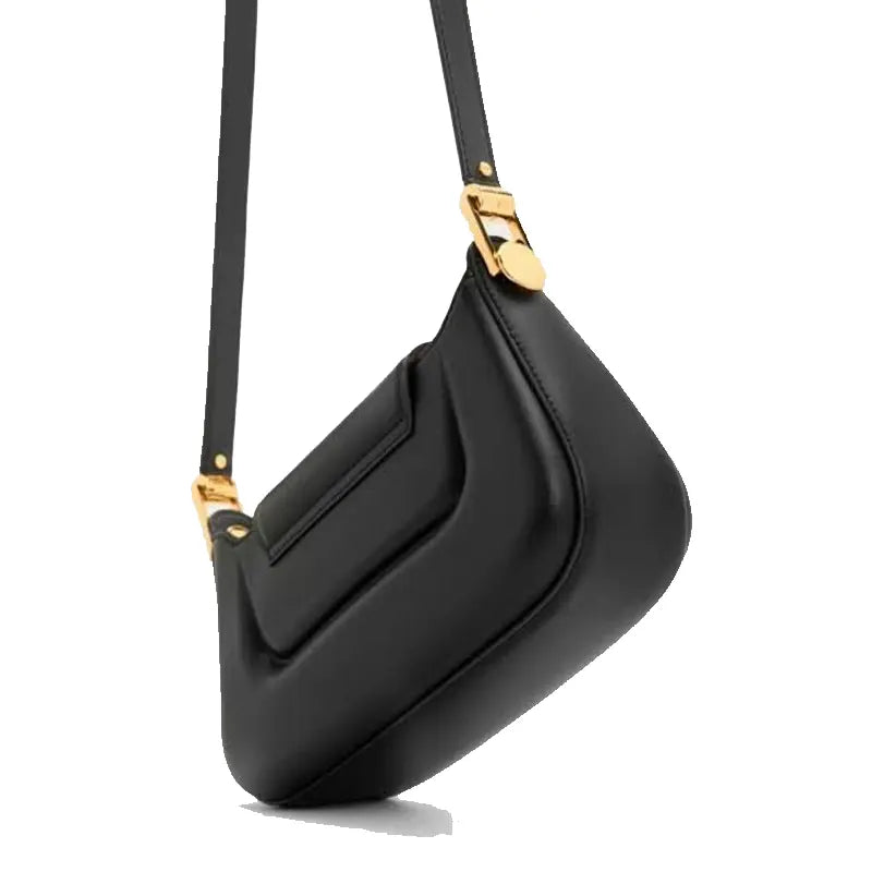 CHARLES & KEITH Koa Leather Push-Lock Top Handle Black Bags