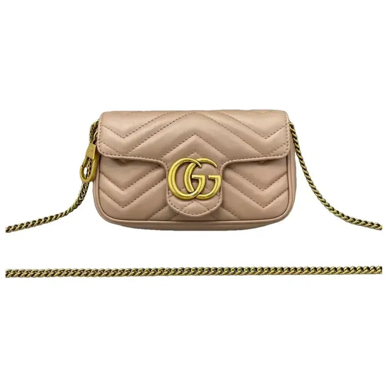 Gucci Pouch GG Marmont Leather Beige Bags