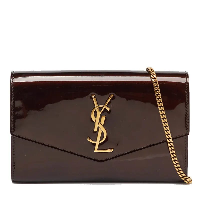 Saint Laurent Paris Saint Laurent Brown Patent Leather Uptown Wallet