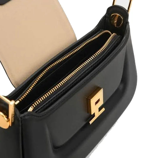 CHARLES & KEITH Koa Leather Push-Lock Top Handle Black Bags