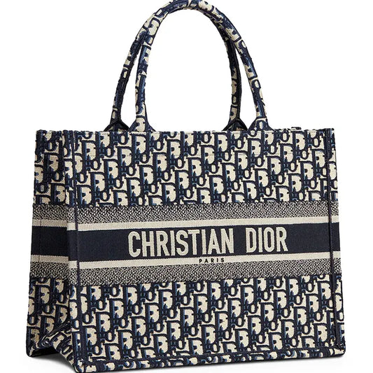 Dior Medium Dior Book Tote in Blue Dior Oblique Embroidery