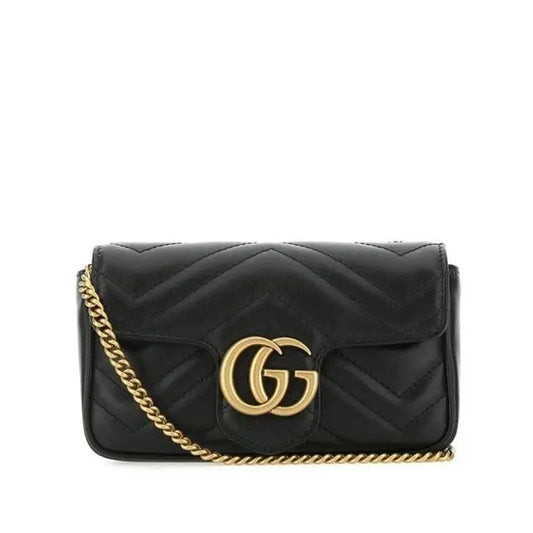 Gucci Black GG Marmont Leather Super Mini Bag