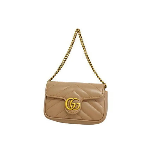 Gucci Pouch GG Marmont Leather Beige Bags